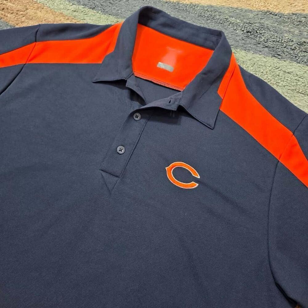 Chicago Bears Polo Shirt Mens Large Blue Reebok Play Dry NFL Football